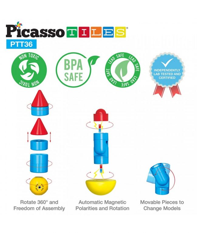 Set PicassoTiles , 36 blocuri magnetice de construcție colorate, picasso tiles, joc, copii, magnetic, constructie, lumini, inteligenta, scoala, gradinita, creativitate, imaginatie, educativ, montessori,cuburi, blocuri, forme, constructii