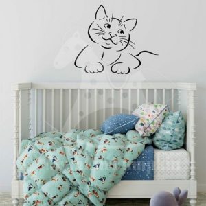 STICKER pentru copii cu Pisicuță (pe negru)