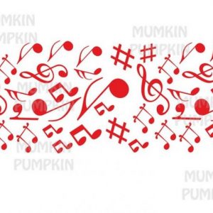 STICKER de perete cu model tapet Note Muzicale (roșu)