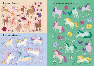 Primele mele stickere cu unicorni - Unicorns Little First Stickers - Usborne,carti stickere copii, carti limba engleza, carte unicorni, carte copii autocolante