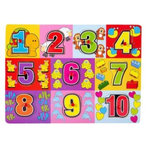 Puzzle lemn 11 piese Asocieri – Cifre 30×22 cm