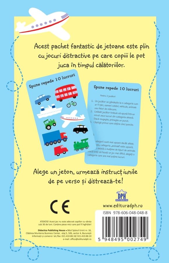 50 de jocuri de jucat in calatorii,activitati in calatorii, jocuri pentru vacante, jetoane cu activitati, jocuri distractive, jetoane pentru calatorii