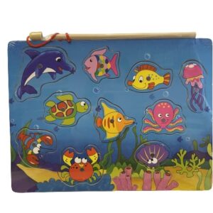 Puzzle magnetic din lemn – include undita