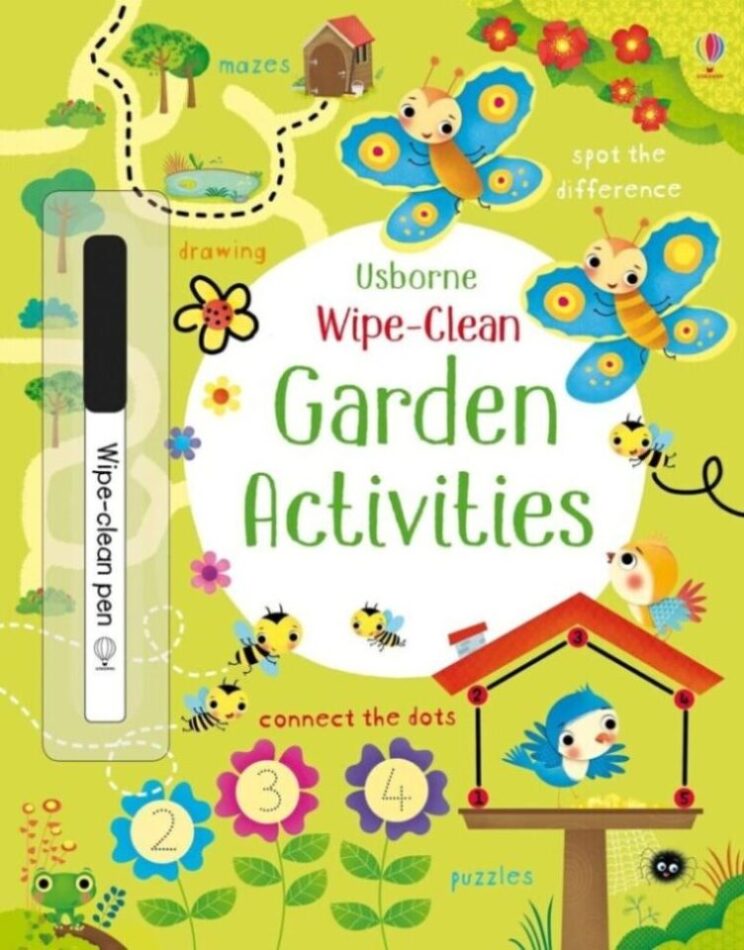 Wipe-Clean Garden Activities Usborne, gradina, scrie si sterge, carte activitati