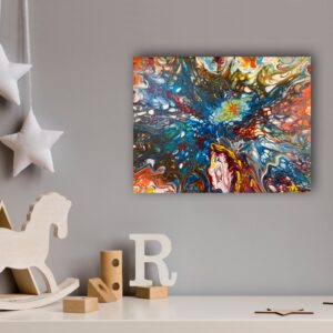 Tablou pentru copii pictat manual – Galaxia Supereroilor – 24x18cm