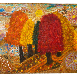 Tablou pentru camera copiilor, pictat manual – Toamna pe taramul magic – 20 cm  x 15 cm