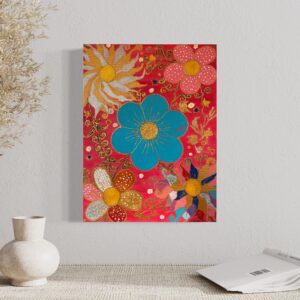 Tablou pictat manual, Florile fermecate, 40 x 30 cm, acrilice